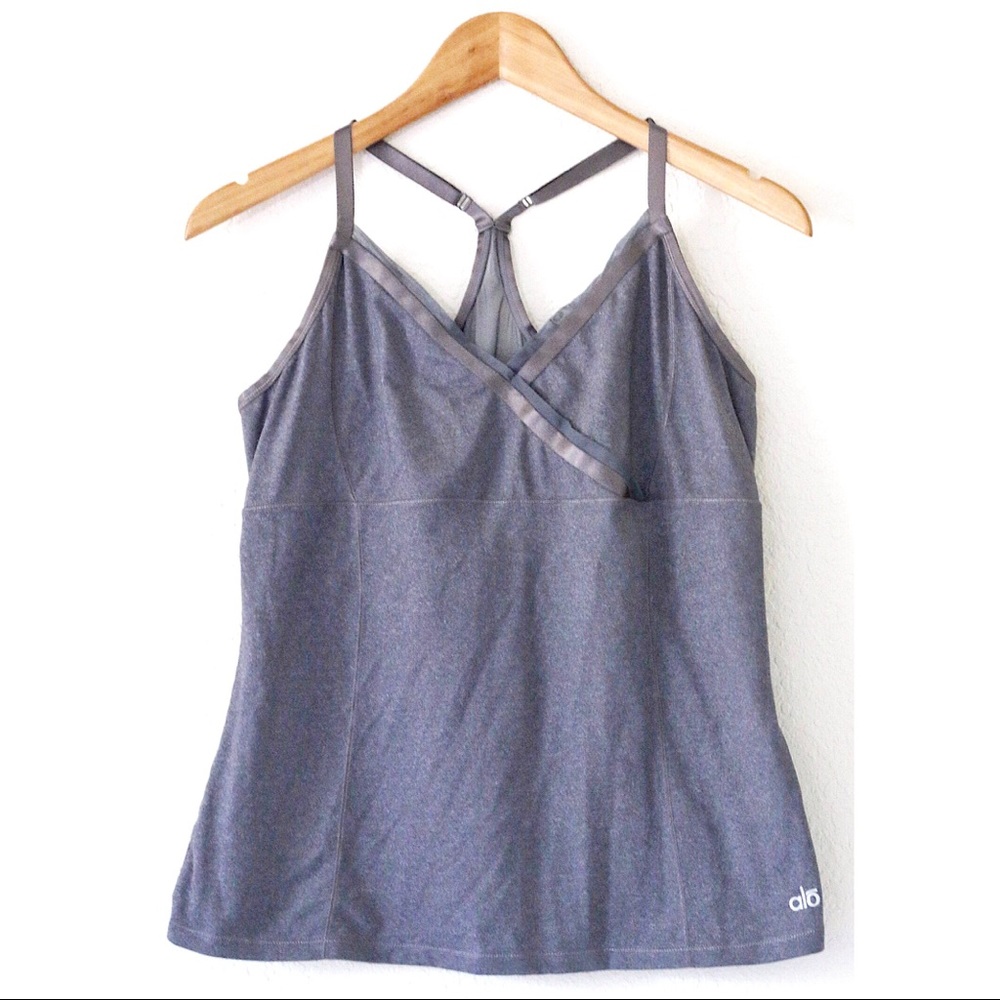 Alo Tank Top Yoga Workout Large Mesh Back Bra